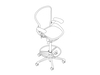 A line drawing - Aeron ESD Stool – Height-Adjustable Arms