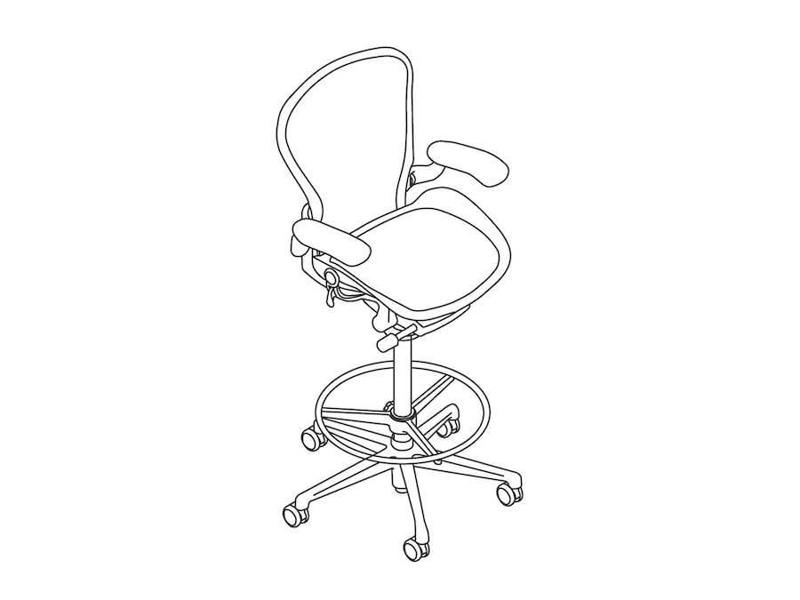 A line drawing - Aeron ESD Stool – Height-Adjustable Arms
