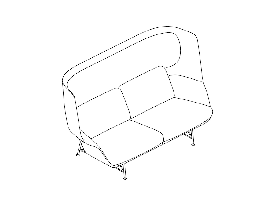 A line drawing - Striad Sofa–High Back–2 Seat–Wire Base
