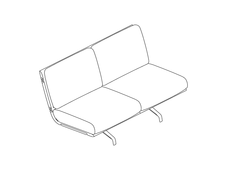A line drawing - Striad Sofa–Low Back–2 Seat–Armless–4-Leg Base