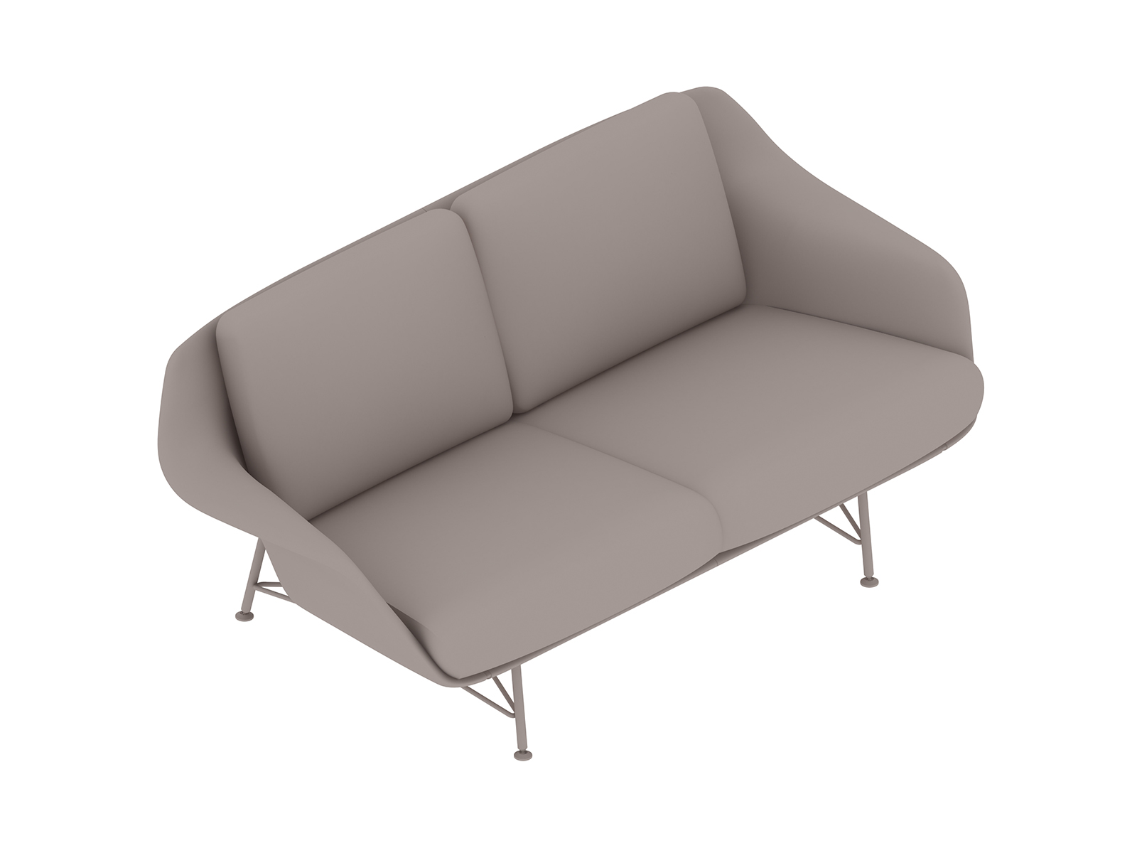 A generic rendering - Striad Sofa–Low Back–2 Seat–With Arms–Wire Base