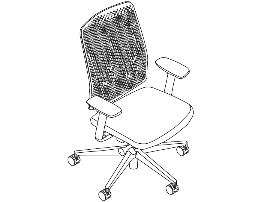 A line drawing - Verus Chair–Polymer Back–Fixed Arms