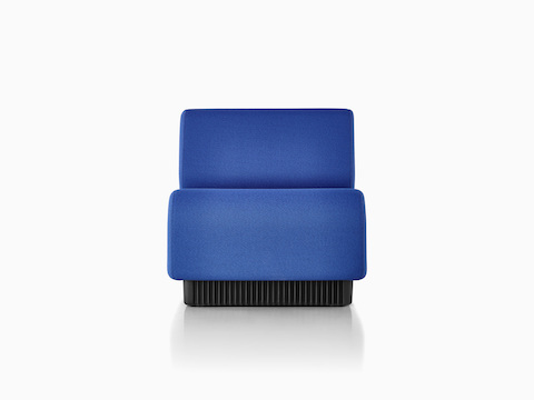 A blue Chadwick Modular Seating straight module, viewed from the front.