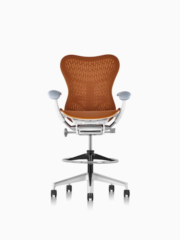 Orange Mirra 2 Stool, viewed from the front.
