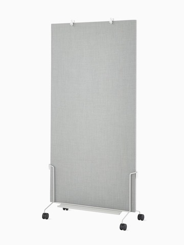 A grey OE1 Mobile Easel with grey fabric project board, viewed from an angle.