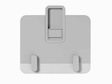 The front of an Ollin Laptop Mount with clips and adjustments to attach laptops.