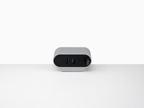 Close-up of Ondo Work Surface Mount on a desk.