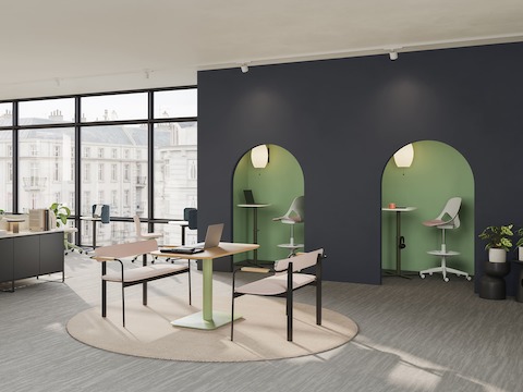 A selection of large Passport Work Tables are featured in an individual focus setting.