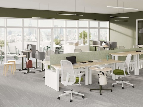 A selection of large Passport Work Tables are featured in an adjunct space education setting.