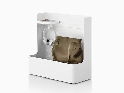 A Ubi Mobile Bag Catch containing earphones and a handbag.