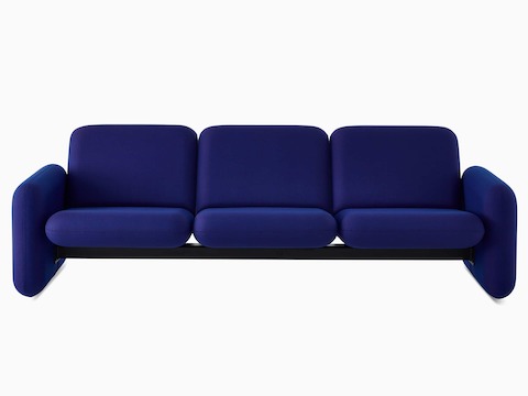 Front view of a Wilkes Modular Sofa Group 3-Seat Sofa in blue.