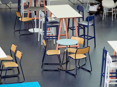 Close up of Bounce Chairs in a plaza setting.