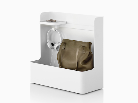 A Ubi Mobile Bag Catch containing earphones and a handbag.