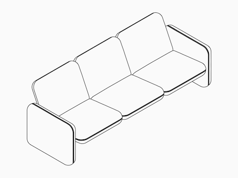 A line drawing – Wilkes Modular Sofa Group – 3-Seat