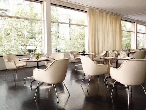 Based on George Washington's iconic, 18th-century swivel chair, the design for Bennett's Bumper Chair (pictured above) is once again available through Geiger. Photo by Fran√ßois Dischinger.