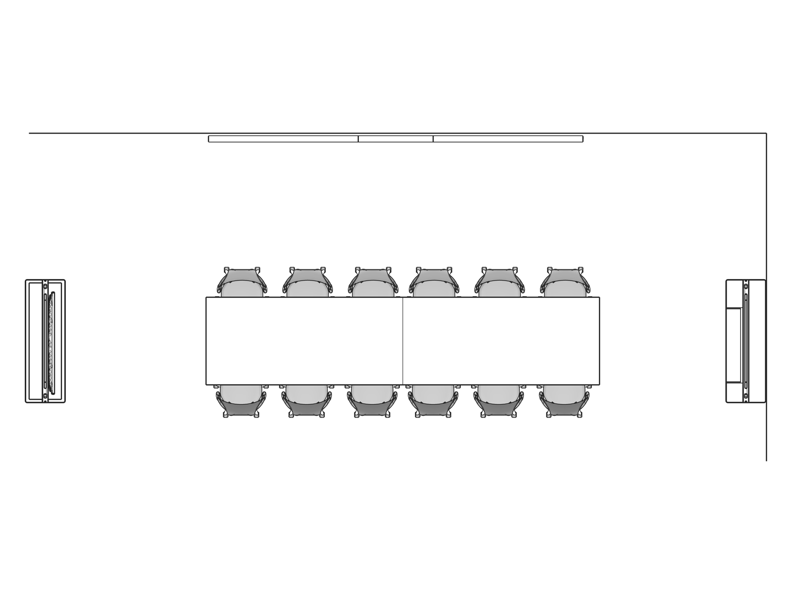 A line drawing viewed from above -Landing 027 EUR