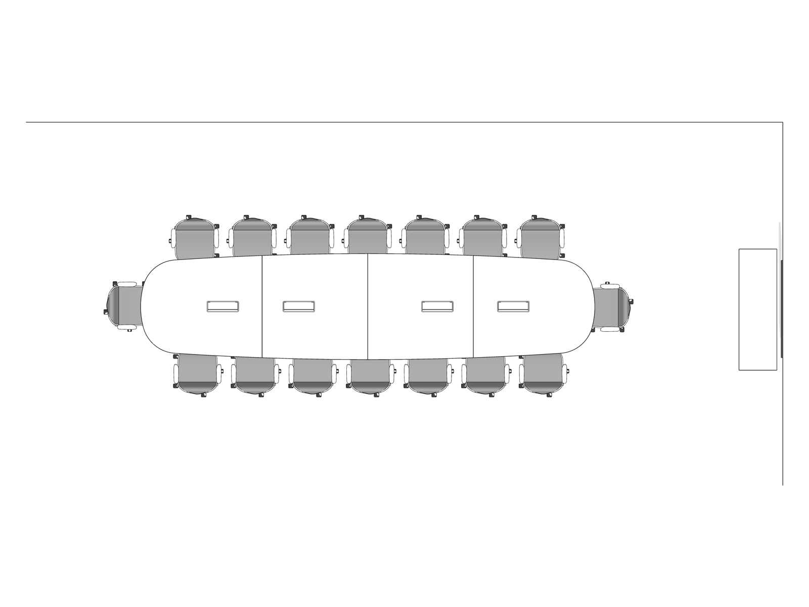 A line drawing viewed from above -Meeting Space 023 EUR