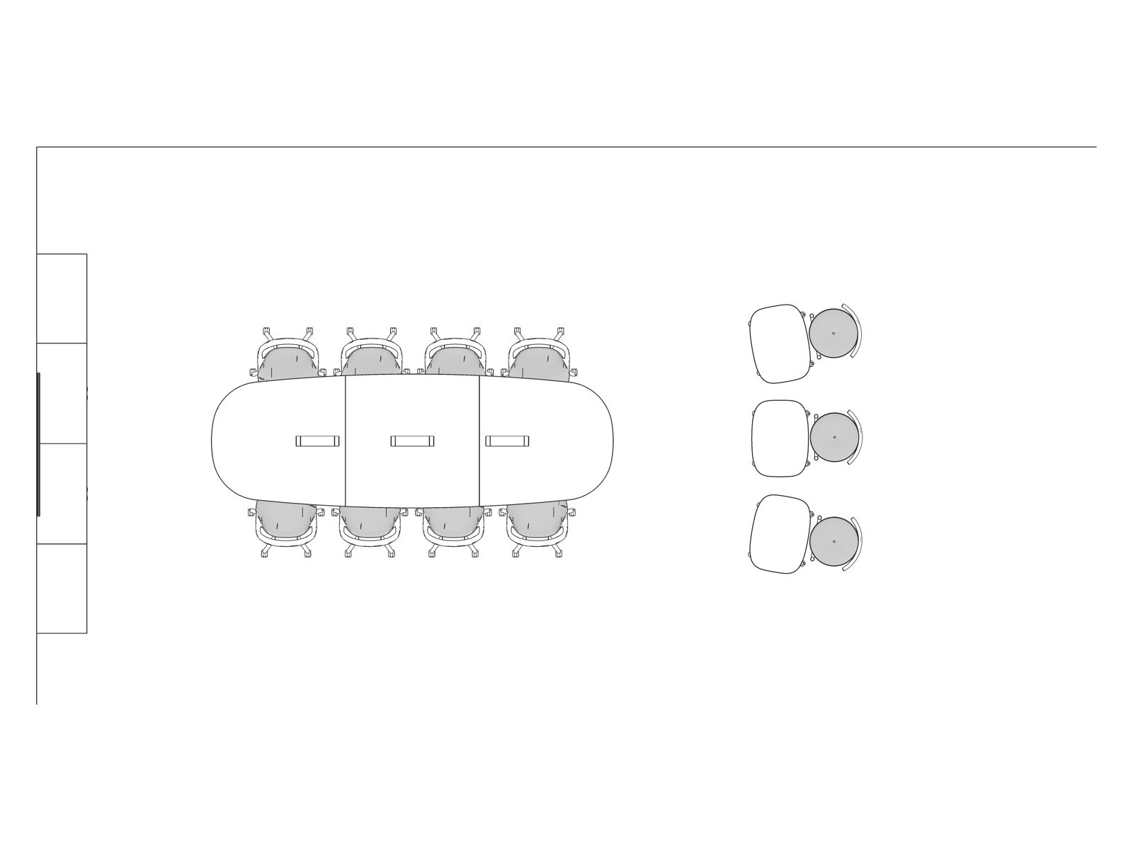 A line drawing viewed from above -Meeting Space 036 EUR