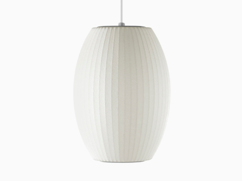 A white Nelson Cigar Bubble Pendant hanging lamp.