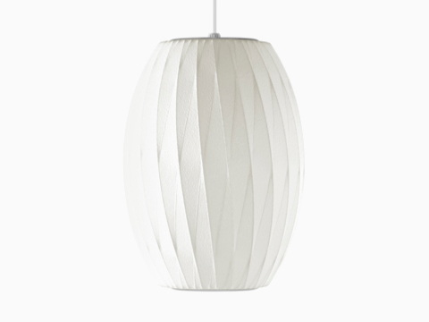 A Nelson Cigar CrissCross Bubble Pendant white hanging lamp.