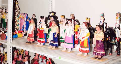 Colourful figurines from Alexander Girard's folk art collection.