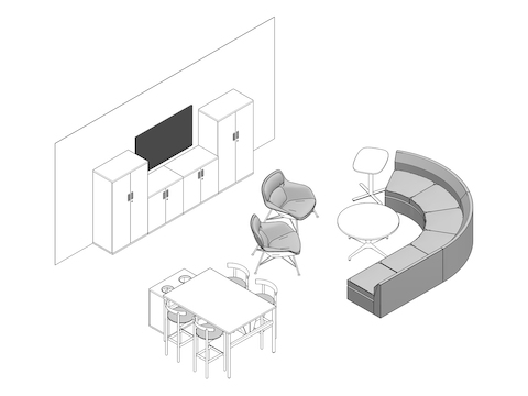 A line drawing - Staff Lounge 001 EUR
