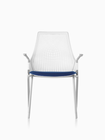 White Sayl Side Chair with a blue seat.