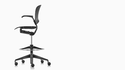 Profile view of a black Caper Multipurpose Stool. 