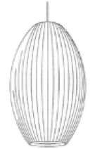 A black-and-white trade dress featuring a line drawing of a Nelson Cigar Bubble Pendant.